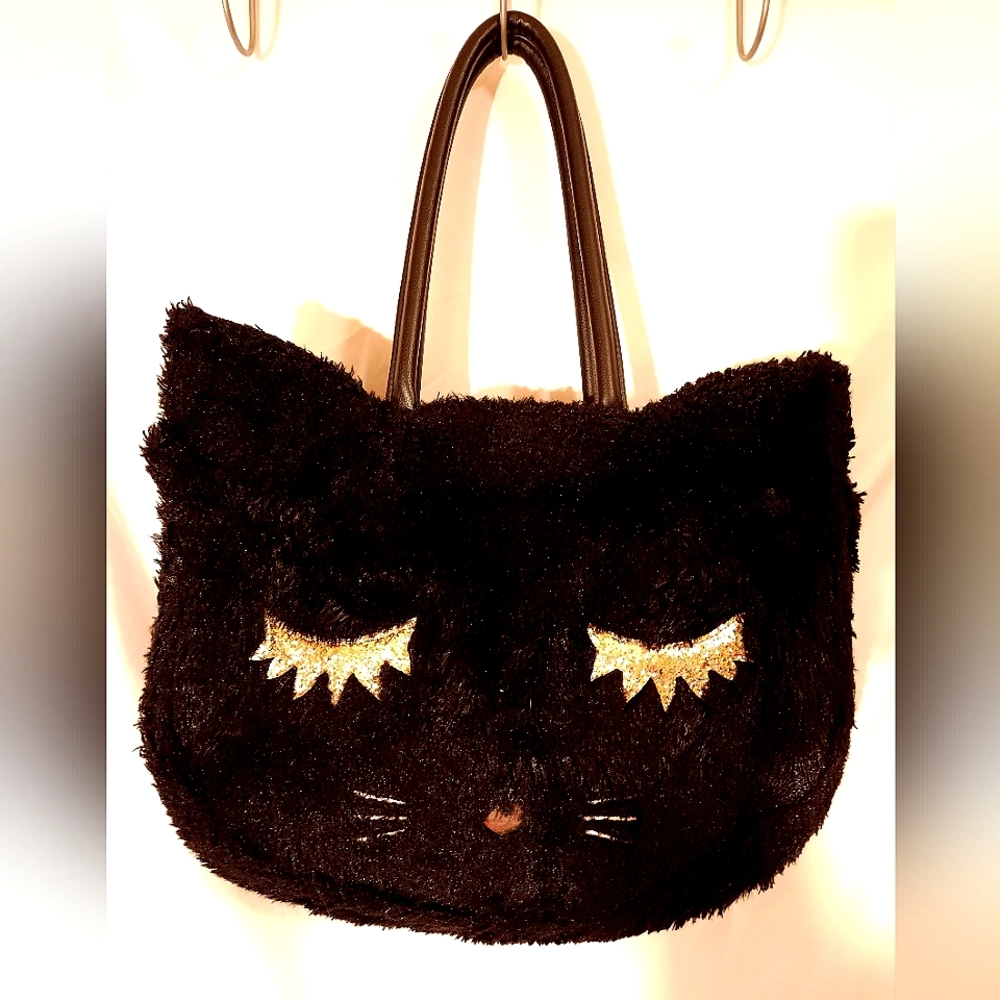 Love Betsy Johnson Black Cat Handbag Furry Purse Shou… Gem